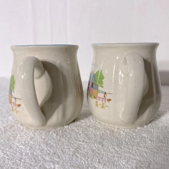 Vintage Korea Stoneware Pottery  Ceramic Homestead Mugs Coffee Cups x2 - Picture 3 of 13